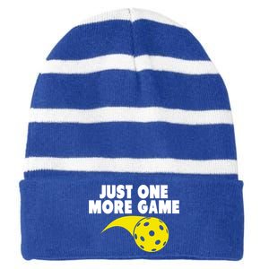 Just One More Game Pickleball Gift Great Gift Striped Beanie with Solid Band