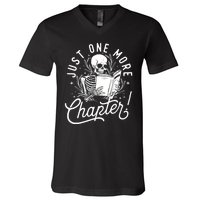 Just One More Chapter Skeleton Reader Reading Book Lover V-Neck T-Shirt