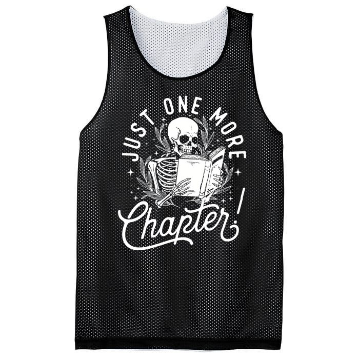 Just One More Chapter Skeleton Reader Reading Book Lover Mesh Reversible Basketball Jersey Tank