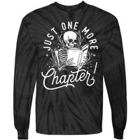 Just One More Chapter Skeleton Reader Reading Book Lover Tie-Dye Long Sleeve Shirt