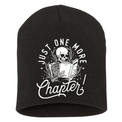 Just One More Chapter Skeleton Reader Reading Book Lover Short Acrylic Beanie