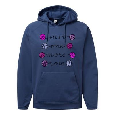 Just One More Row Great Gift Performance Fleece Hoodie