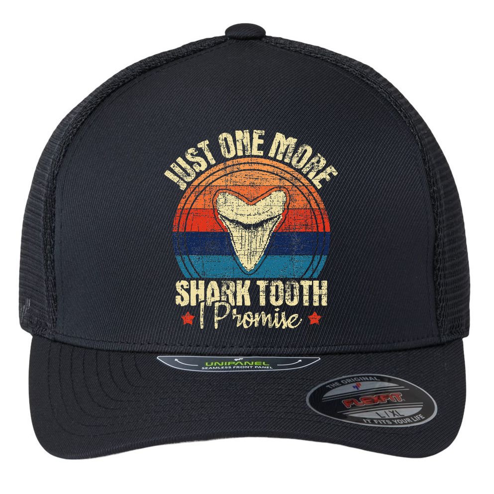 Just One More Shark Tooth I Promise Retro Fossil Flexfit Unipanel Trucker Cap