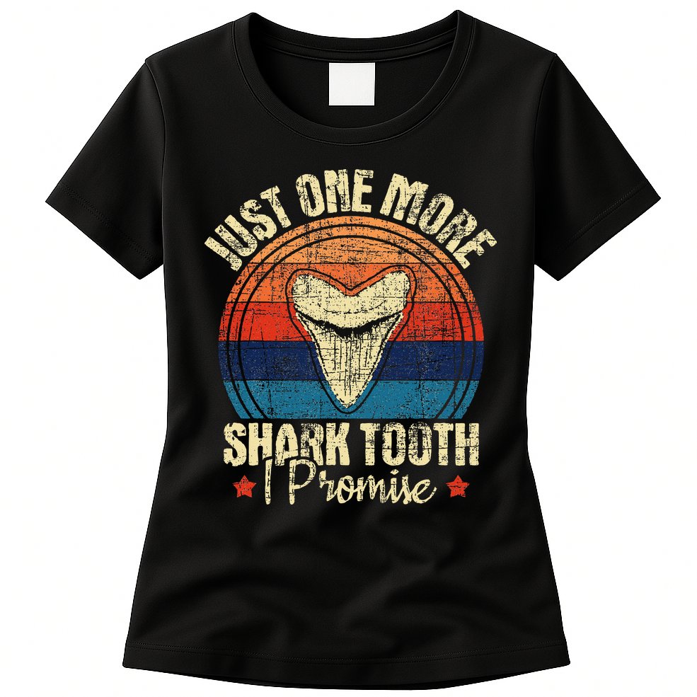 Just One More Shark Tooth I Promise Retro Fossil Womens T-Shirt