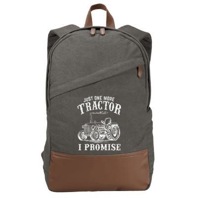 Just One More Tractor I Promise Funny Vintage Farming Gag Cotton Canvas Backpack