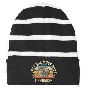 Just One More Book I Promise Book Lover Librarian Book Nerd Striped Beanie with Solid Band