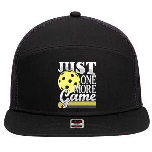 Just One More Game Funny Pickleball Player 7 Panel Mesh Trucker Snapback Hat