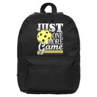 Just One More Game Funny Pickleball Player 16 in Basic Backpack