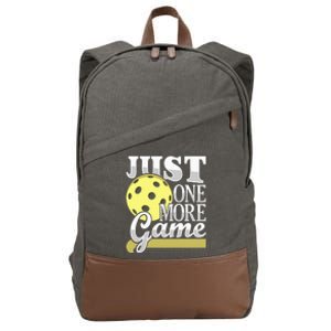 Just One More Game Funny Pickleball Player Cotton Canvas Backpack