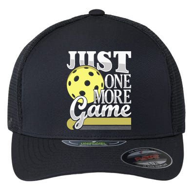 Just One More Game Pickleball Player Paddleball Flexfit Unipanel Trucker Cap