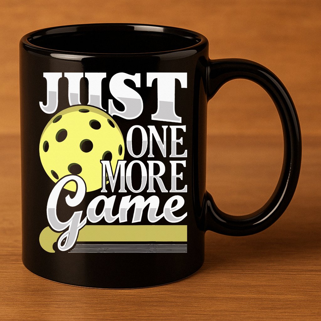 Just One More Game Pickleball Player Paddleball 11oz C Handle Ceramic Mug