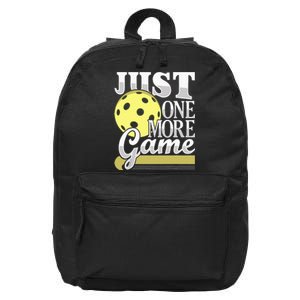 Just One More Game Pickleball Player Paddleball 16 in Basic Backpack