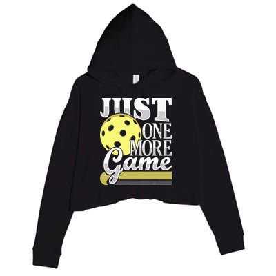 Just One More Game Pickleball Player Paddleball Crop Fleece Hoodie