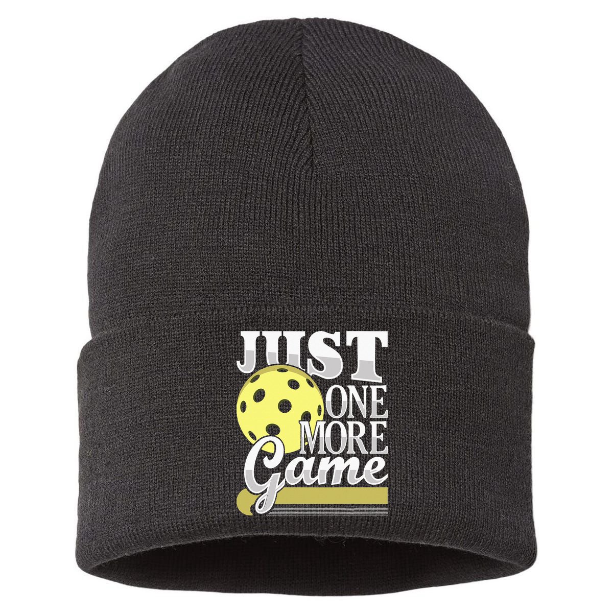 Just One More Game Pickleball Player Paddleball Sustainable Knit Beanie