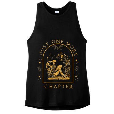 Just One More Chapter Vintage Skeleton Reading Book Reader Ladies PosiCharge Tri-Blend Wicking Tank
