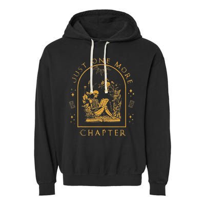 Just One More Chapter Vintage Skeleton Reading Book Reader Garment-Dyed Fleece Hoodie