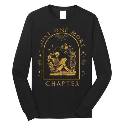 Just One More Chapter Vintage Skeleton Reading Book Reader Long Sleeve Shirt