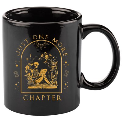 Just One More Chapter Vintage Skeleton Reading Book Reader 11oz C Handle Ceramic Mug