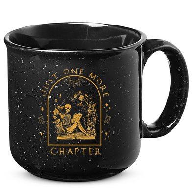 Just One More Chapter Vintage Skeleton Reading Book Reader 15oz Campfire Ceramic Mug