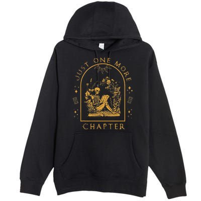 Just One More Chapter Vintage Skeleton Reading Book Reader Premium Pullover Hoodie
