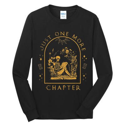 Just One More Chapter Vintage Skeleton Reading Book Reader Tall Long Sleeve T-Shirt