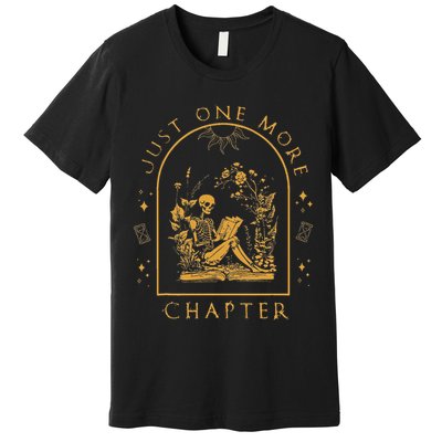Just One More Chapter Vintage Skeleton Reading Book Reader Premium T-Shirt