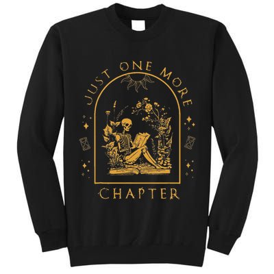 Just One More Chapter Vintage Skeleton Reading Book Reader Tall Sweatshirt
