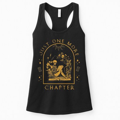 Just One More Chapter Vintage Skeleton Reading Book Reader Womens Tank Top