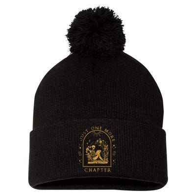 Just One More Chapter Vintage Skeleton Reading Book Reader Pom Pom 12in Knit Beanie