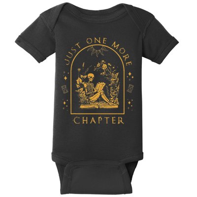 Just One More Chapter Vintage Skeleton Reading Book Reader Baby Bodysuit
