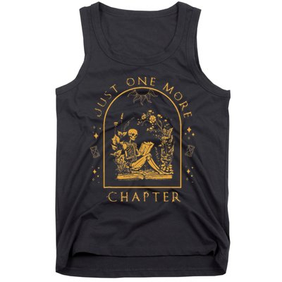 Just One More Chapter Vintage Skeleton Reading Book Reader Tank Top