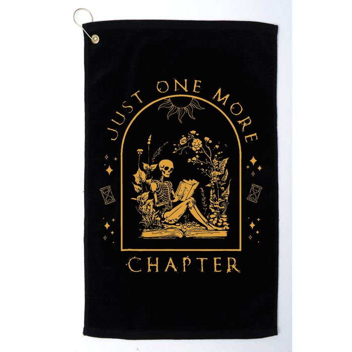Just One More Chapter Vintage Skeleton Reading Book Reader Golf Towel