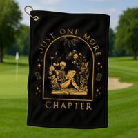 Just One More Chapter Vintage Skeleton Reading Book Reader Golf Towel