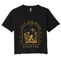 Just One More Chapter Vintage Skeleton Reading Book Reader Crop Top