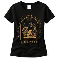 Just One More Chapter Vintage Skeleton Reading Book Reader Womens T-Shirt