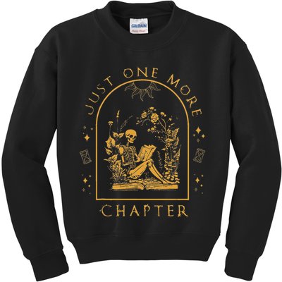 Just One More Chapter Vintage Skeleton Reading Book Reader Kids Sweatshirt