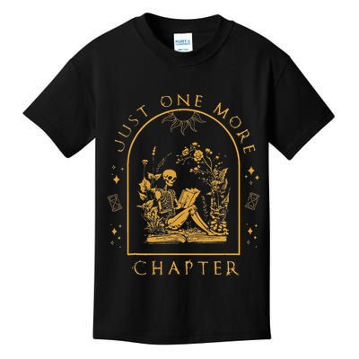 Just One More Chapter Vintage Skeleton Reading Book Reader Kids T-Shirt