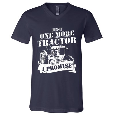 Just One More Tractor Funny Farmer V-Neck T-Shirt