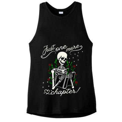 Just One More Chapter Funny Books Skeleton Bookworm Ladies PosiCharge Tri-Blend Wicking Tank