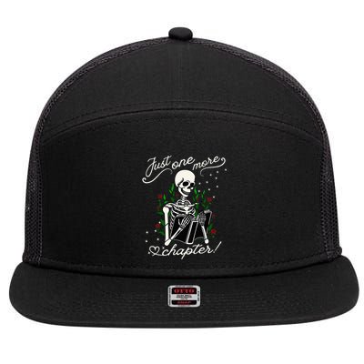 Just One More Chapter Funny Books Skeleton Bookworm 7 Panel Mesh Trucker Snapback Hat