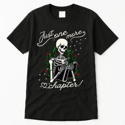 Just One More Chapter Funny Books Skeleton Bookworm Tall T-Shirt