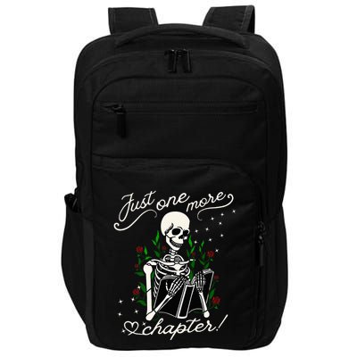 Just One More Chapter Funny Books Skeleton Bookworm Impact Tech Backpack