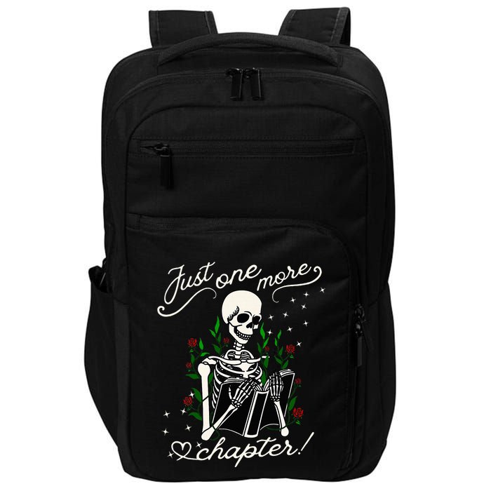 Just One More Chapter Funny Books Skeleton Bookworm Impact Tech Backpack