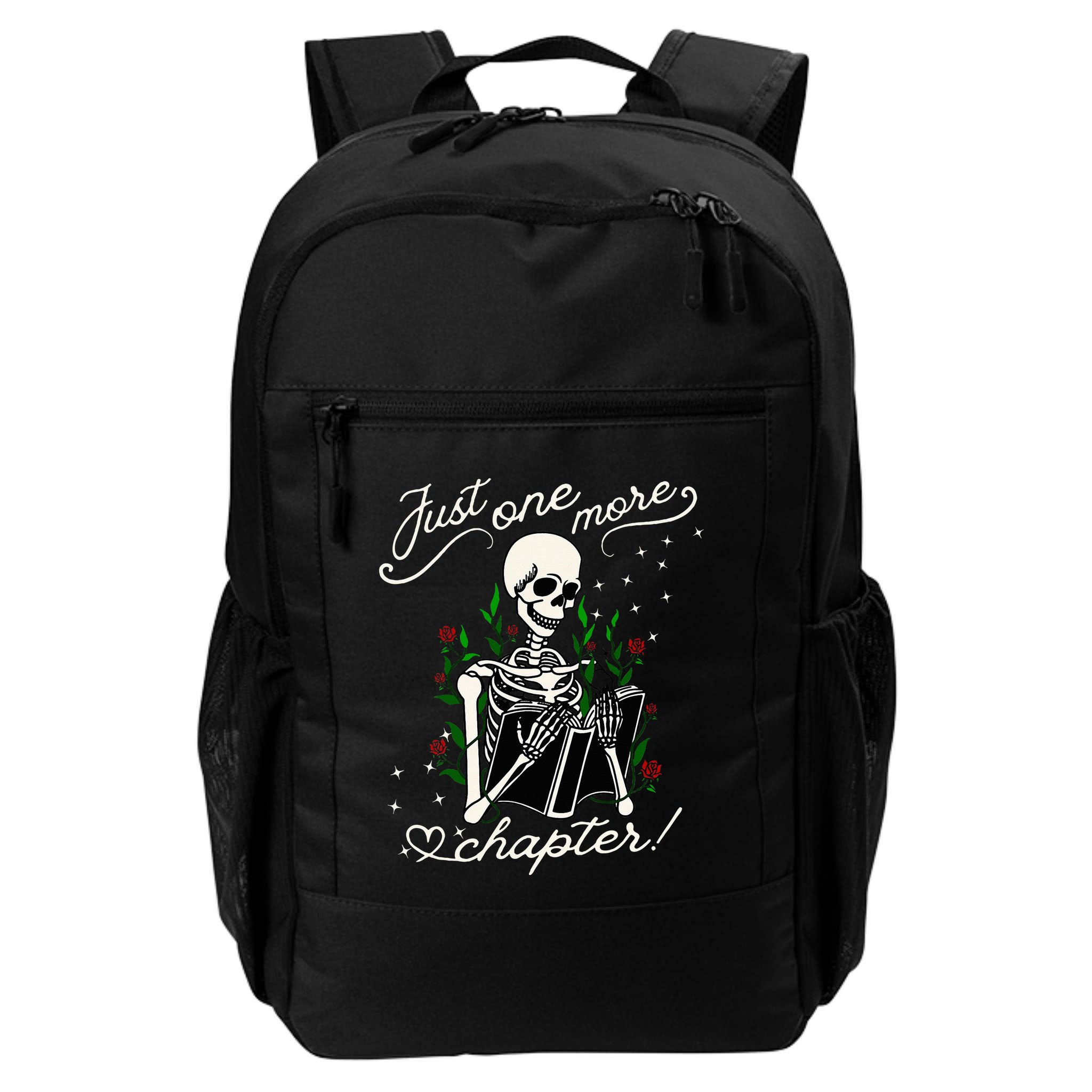 Just One More Chapter Funny Books Skeleton Bookworm Backpack