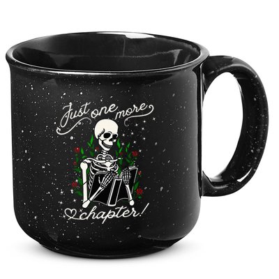 Just One More Chapter Funny Books Skeleton Bookworm 15oz Campfire Ceramic Mug