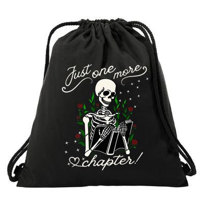 Just One More Chapter Funny Books Skeleton Bookworm Drawstring Bag