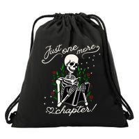 Just One More Chapter Funny Books Skeleton Bookworm Drawstring Bag