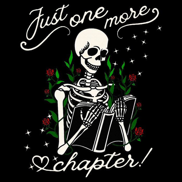 Just One More Chapter Funny Books Skeleton Bookworm Drawstring Bag