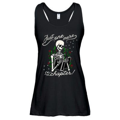 Just One More Chapter Funny Books Skeleton Bookworm Ladies Essential Flowy Tank