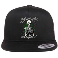 Just One More Chapter Funny Books Skeleton Bookworm Flat Bill Trucker Hat